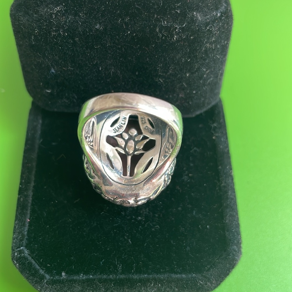 [Jean Lin] Sterling Silver and Pink Rhodonite Scroll-work Ring - Picture 7 of 9